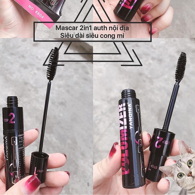 Ảnh thật 🍀Mascara 2in1 Volumizer Yaqina nội địa chính hãng lâu trôi cong mi | BigBuy360 - bigbuy360.vn