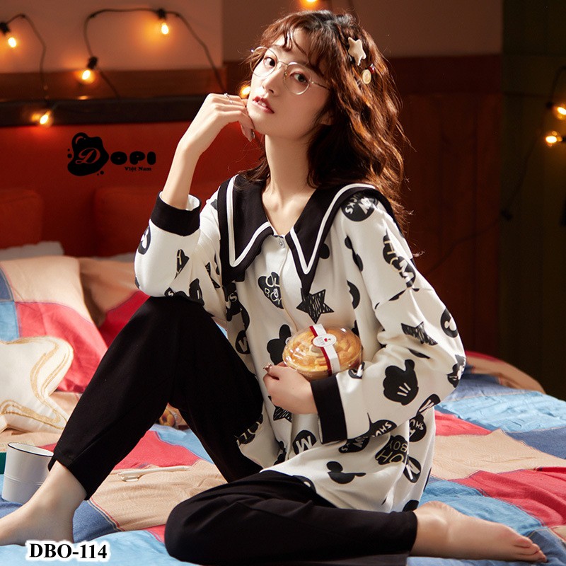 (DBO114) Đồ bộ mặc nhà nữ thu đông đồ bộ pijama nữ