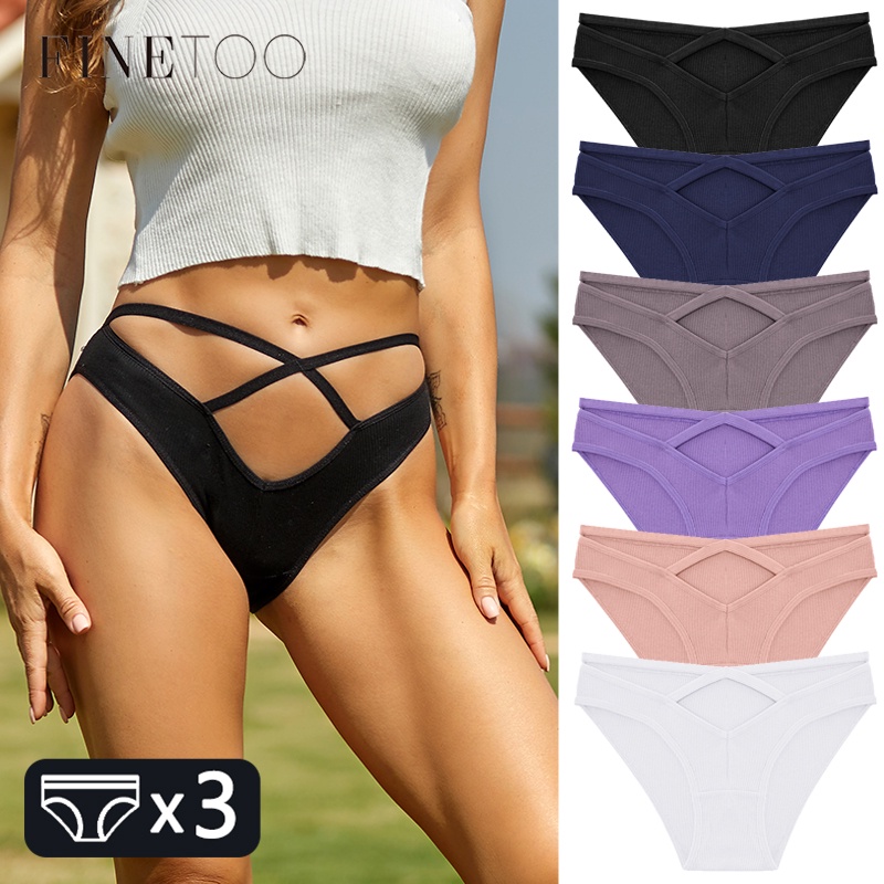 3 Quần lót FINETOO vải cotton quyến rũ cho nữ (có bán lẻ)