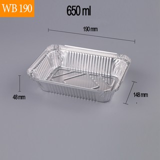 Set 50 Hộp giấy bạc (Khay nhôm có nắp) Đựng thực phẩm dùng 1 lần mã WB190 - 650ml - Có chứng nhận ATTP