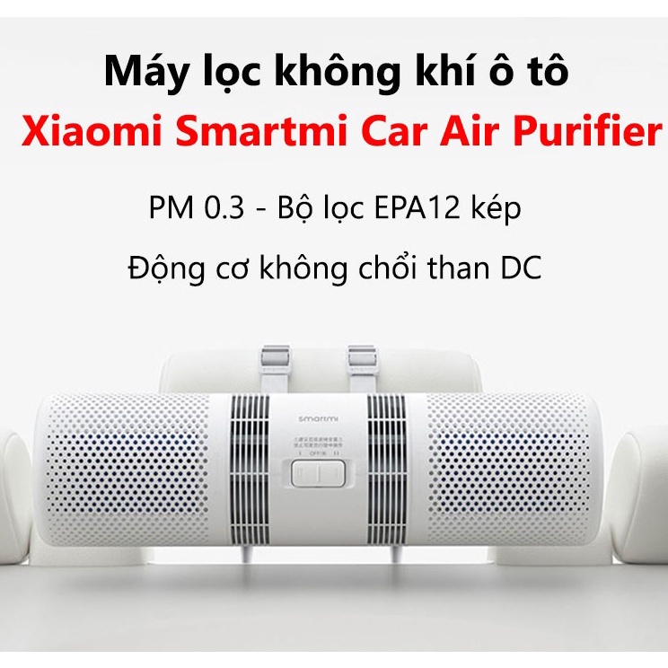 Máy lọc không khí ô tô Smartmi Car Air Purifier chính hãng - Động cơ không chổi than DC - Phụ kiện du lịch xe hơi