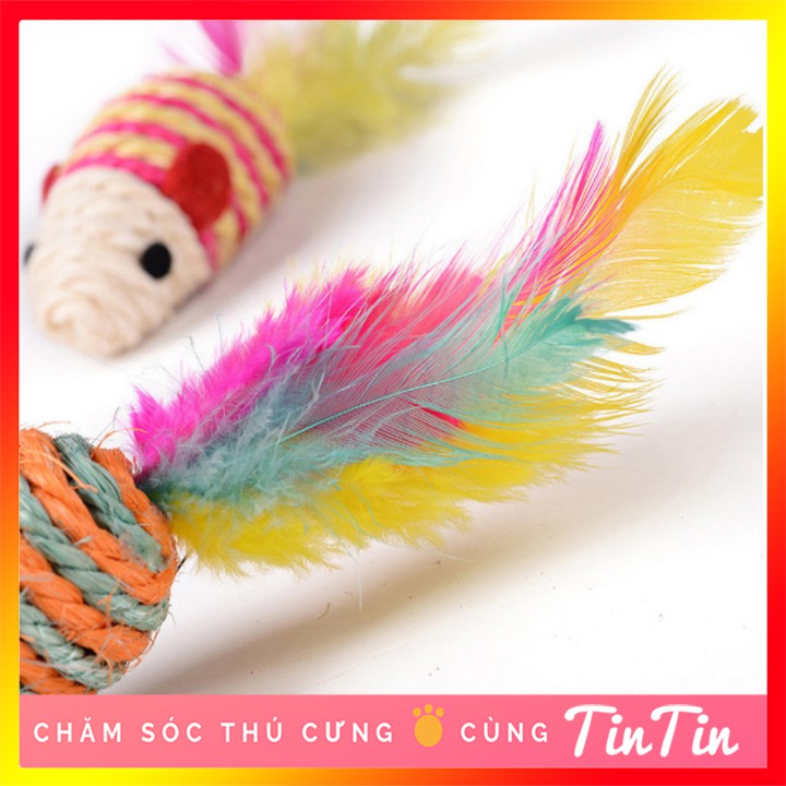 Chuột Đồ Chơi Cho Mèo Bằng Dây Thừng Có Lông Vũ #Tintin Pet Store