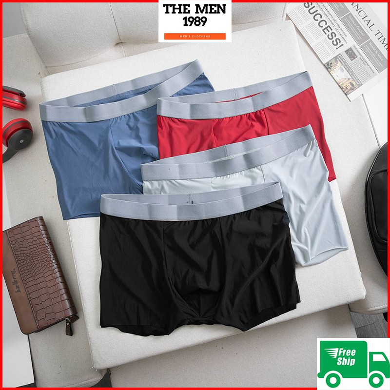 Combo 4 quần lót nam boxer⚡ thun lạnh 4 chiều không viền đường may ⚡ quần sịp nam  cao cấp SL 01