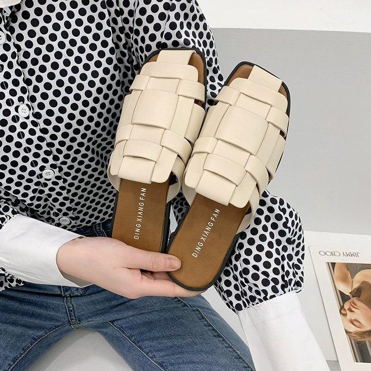 Jinxchoy Dép Đế Bằng Mũi Vuông Thời Trang Cho Nữ Dép Quai Hậu Nữ Dép Nữ Dép Đi Biển Dép Nữ Quai Ngang