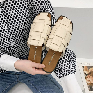  JINxCHOY Dép đế bằng mũi vuông thời trang cho nữ dép quai hậu nữ dép nữ dép đi biển dép nữ quai ngang 