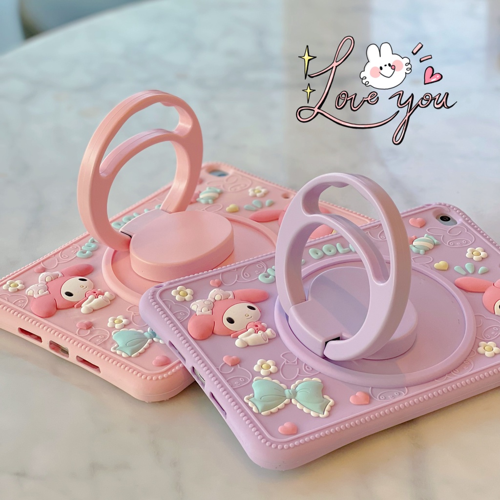 For Samsung Galaxy Tab A7 Lite 8.7 2021 SM-T220 T225 10.4" 2020 T500 T505 T507 Cute Kids Soft Silicone Case 360 Degree Rotation Stand Tablet Cover