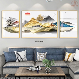 Tranh canavs treo tường trang trí - tranh bộ 3 đôi hươu dưới núi