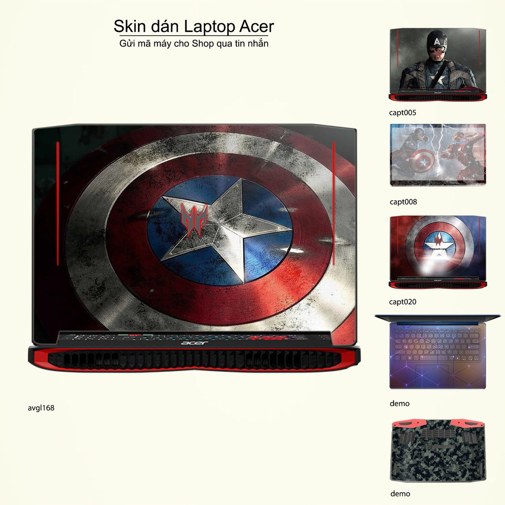 Skin dán Laptop Acer in hình Captain (inbox mã máy cho Shop)