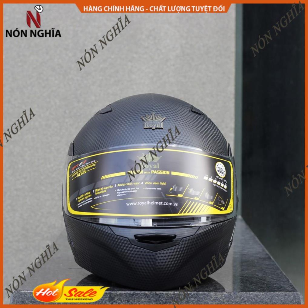 Nón bảo hiểm fullface có cằm Royal M179 đen nhám