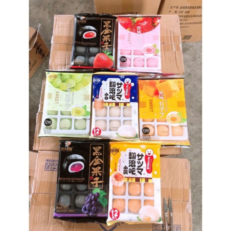 Bánh Mochi khay kem lạnh vị hoa quả 💖Freeship💖 Bánh Mochi kem lạnh hộp 12 viên