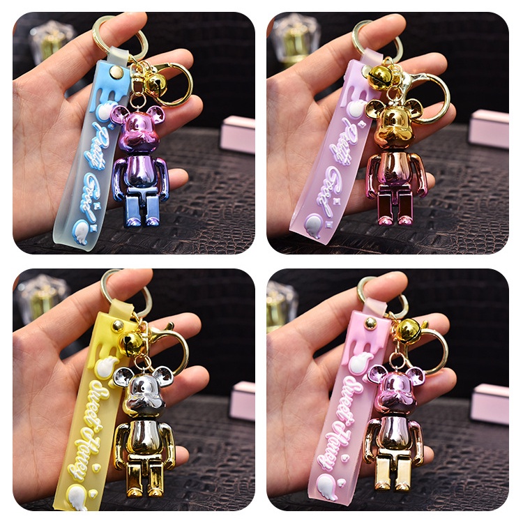 Móc Khóa Hình Chú Gấu Bằng Nhựa Acrylic Màu Sắc Gradient Sáng Tạo