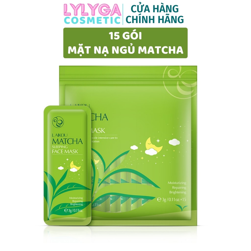 Mặt nạ Matcha Mud Mask Laikou 1 túi 15 gói 3g mặt nạ ngủ trà xanh nội địa trung