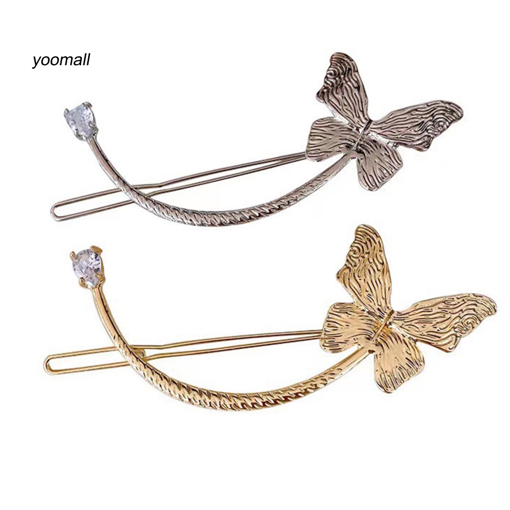 / Yo / Kẹp Tóc Hình Bướm Đính Đá Zircon Thanh Lịch Cho Nữ