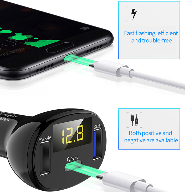 Tẩu sạc SEAMETAL ổ cắm kép QC3.0 12V 2.4A 2 USB Type-C chuyên dùng cho xe hơi