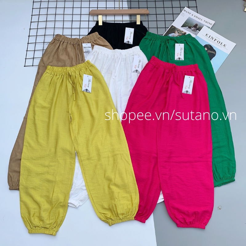 quần đũi dài nữ bom cạp chun co giãn dáng baggy mặc mát Q222 SUTANO