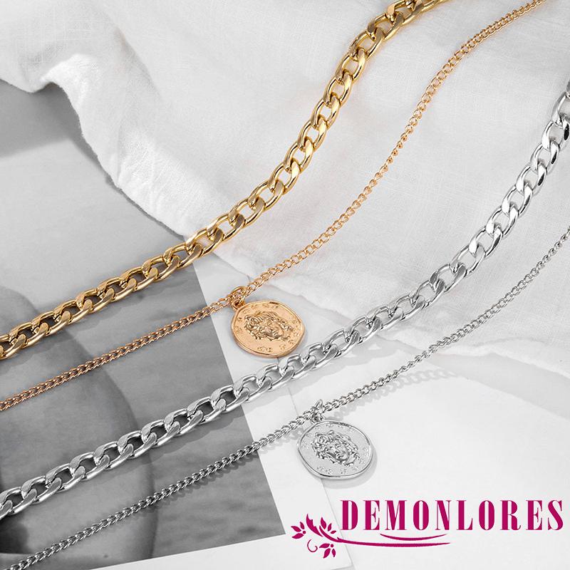 Dây chuyền trang trí mặt hình đồng xu kiểu dáng cổ điển dành cho nữ