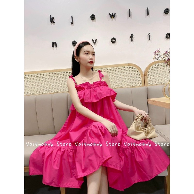 Đầm Xoè Nữ Dáng Công Chúa Cột Nơ Vải Lụa Thô Đũi Cao Cấp [ Bầu Bì Mặc Thoải Mái] | BigBuy360 - bigbuy360.vn