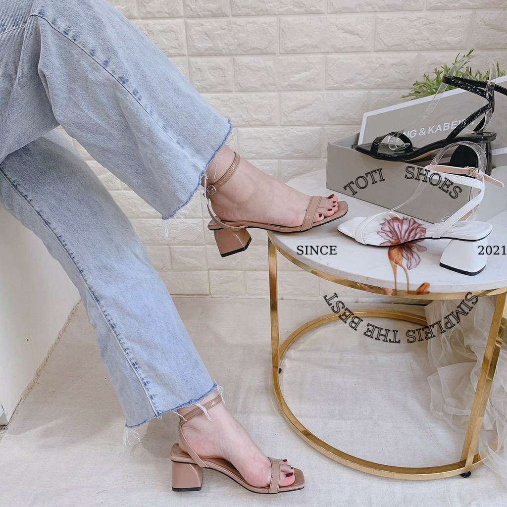 GIÀY CAO GÓT TOTIIE SHOES - SANDAL GÓT VUÔNG 5CM - GIÀY NỮ QUAI NGANG MŨI VUÔNG - SANDAL CAO GÓT HỞ HẬU - G1902090