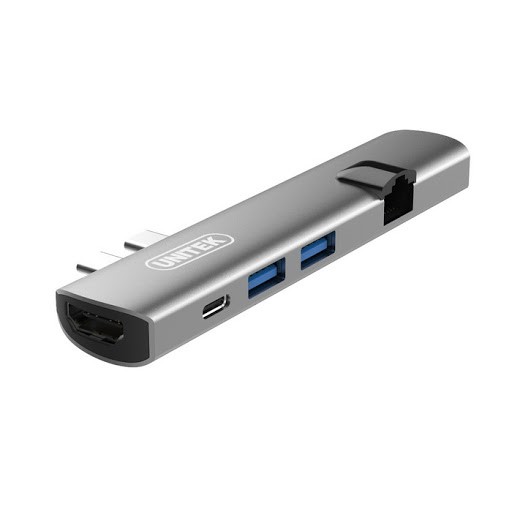 [Mã ELHACE giảm 4% đơn 300K] Ultra Slim Hub để mở rộng đa cổng D008a Type C -&gt; USB 3.0 + HDMI + LAN unitek D008A