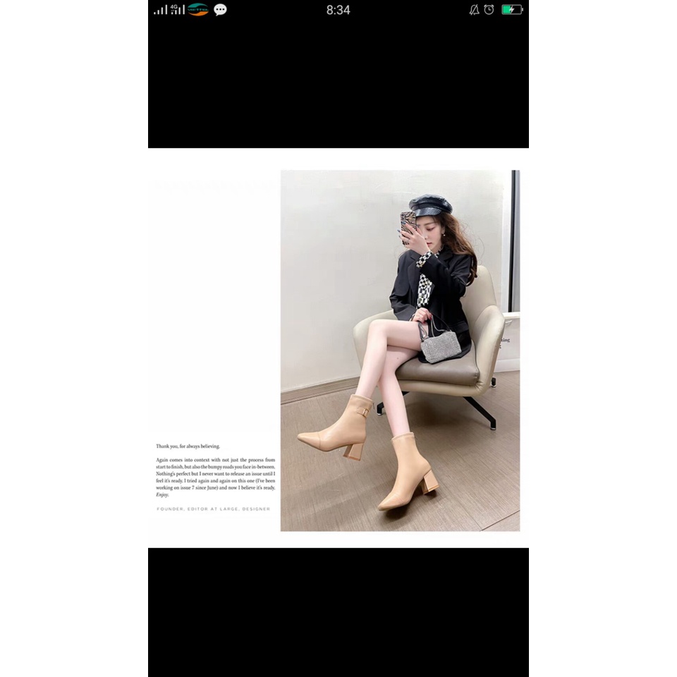 bốt nữ cổ lửng da trơn phong cách 2021 | BigBuy360 - bigbuy360.vn