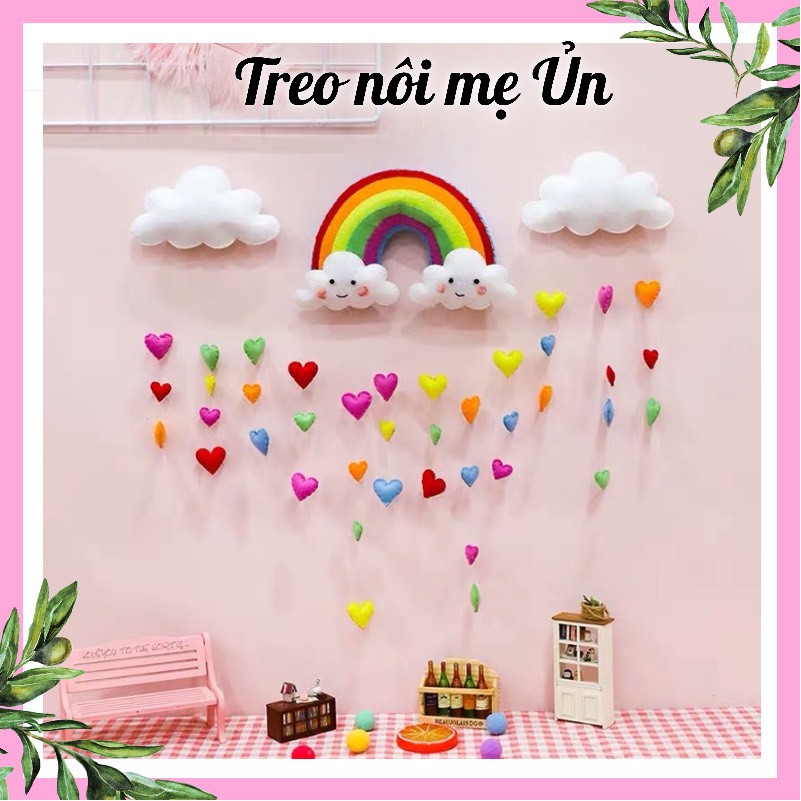 Trang trí tường phòng ngủ cho bé hình CẦU VỒNG handmade