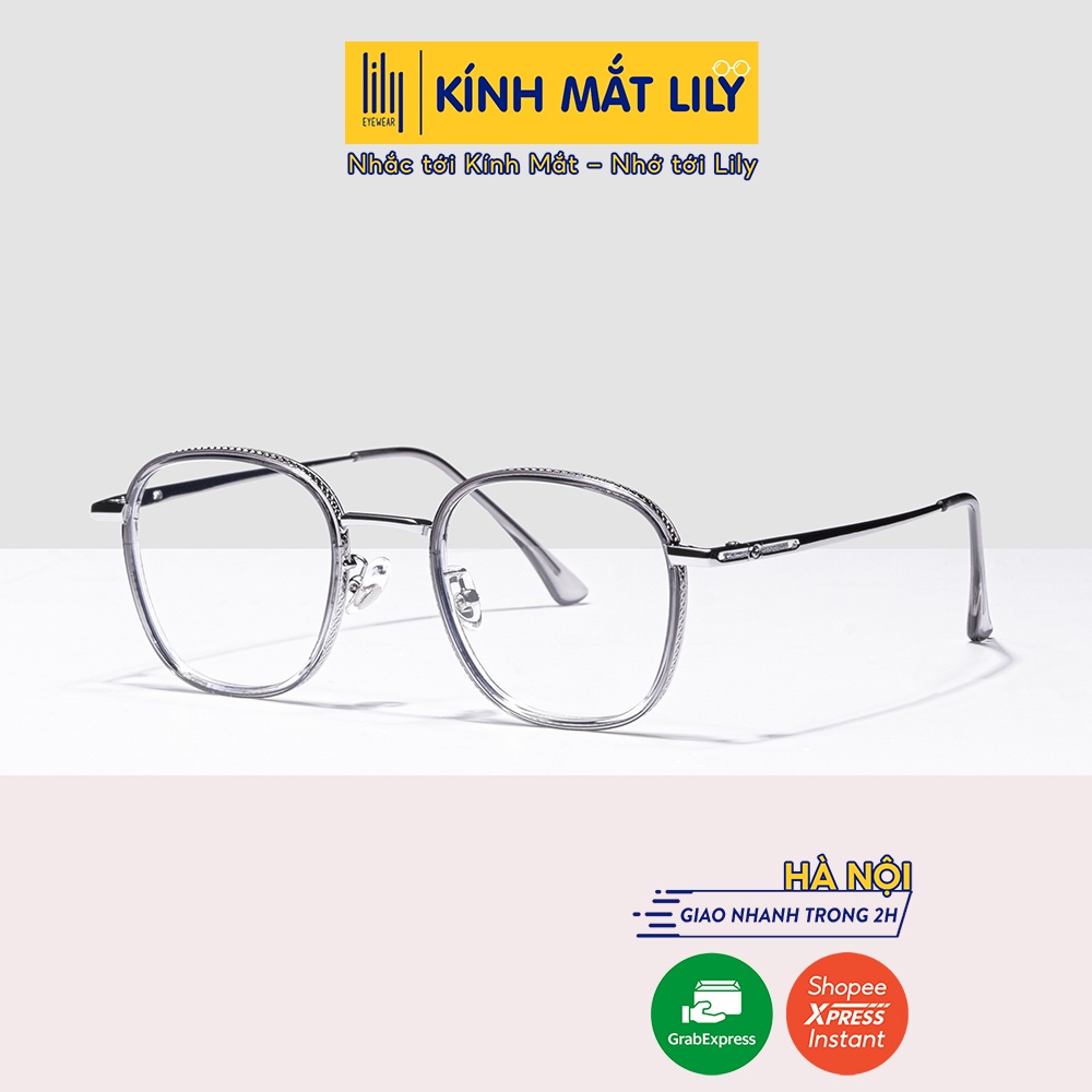 Gọng kính tròn cao cấp nam nữ LILYEYEYWEAR chất liệu kim loại thanh mảnh mắt chống ánh sáng xanh 2327