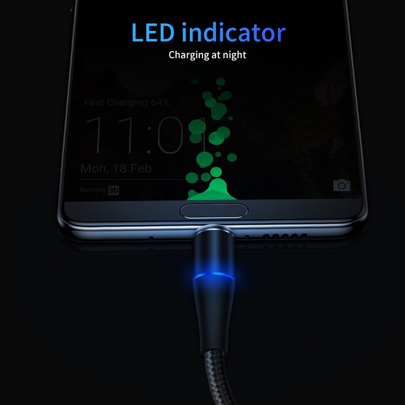 Cáp Sạc Nhanh 5A 3 Trong 1 Micro USB / Type-C / IOS Có Đèn Led Cho iPhone