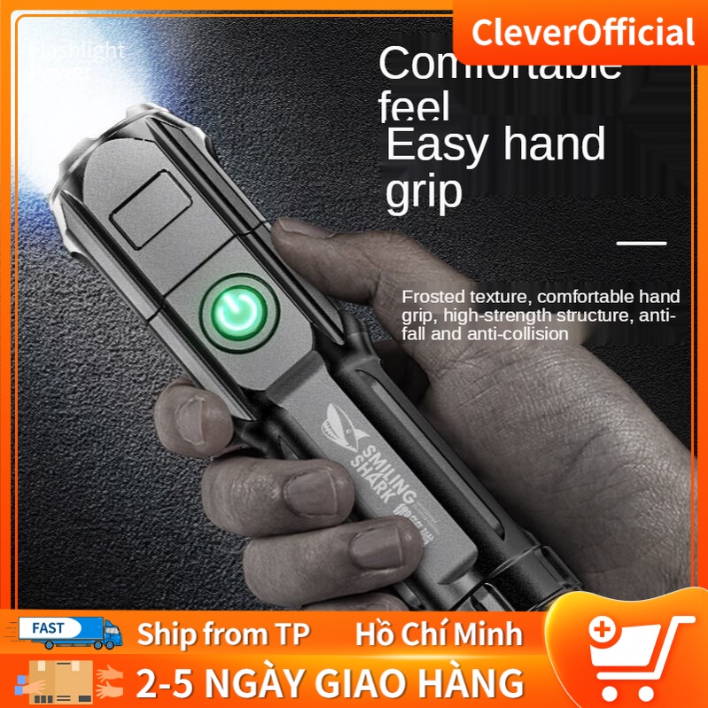 Đèn pin có ánh sáng mạnh, phạm vi chiếu sáng lên đến 500-1000M, sạc cáp USB LED 【Chống thấm nước】