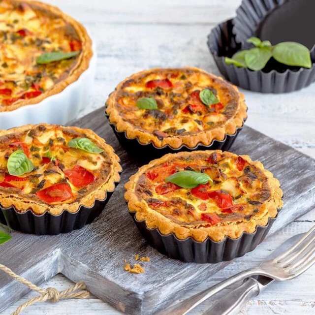 Khuôn tart tròn chống dính đế rời mini