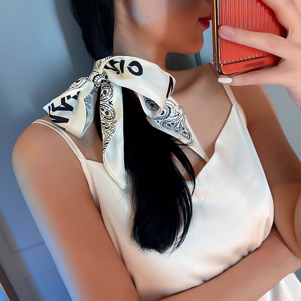 Băng Đô Vải Lụa In Chữ Cá Tính Cho Nữ
