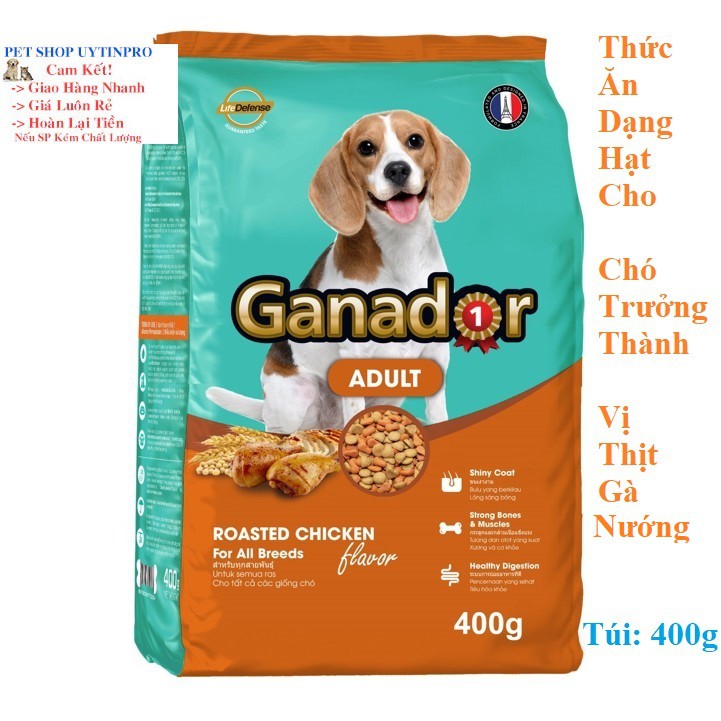 THỨC ĂN CHO CHÓ Ganador adult Dạng hạt Vị gà nướng Túi 400g Thương hiệu từ Pháp
