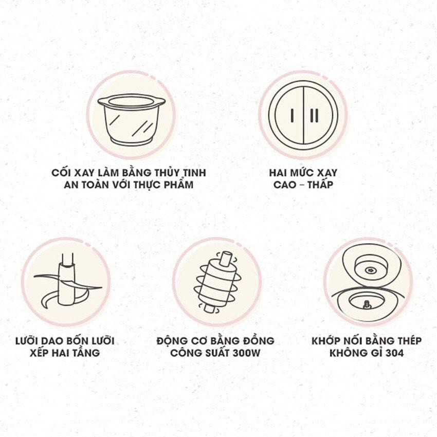 Máy xay thịt, xay rau củ quả Bear, dung tích 2L cối thuỷ tinh cao cấp chính hãng - Bảo hành 1 năm