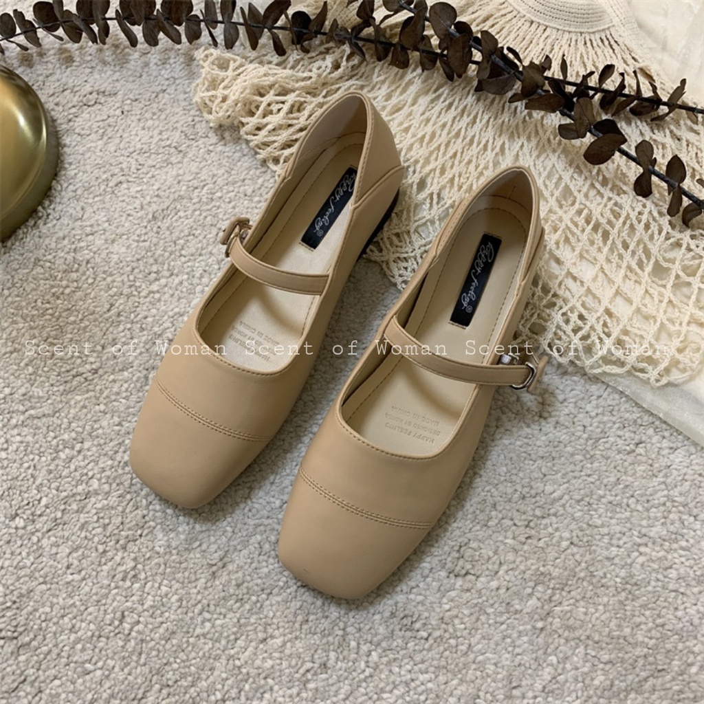 Giày bệt nữ mũi vuông phối quai ngang thời trang