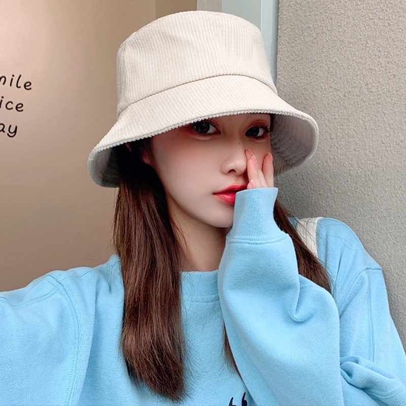 Mũ Ngư Dân Màu Trơn Mềm Mại Chống Tia UV Thời Trang Thu Đông