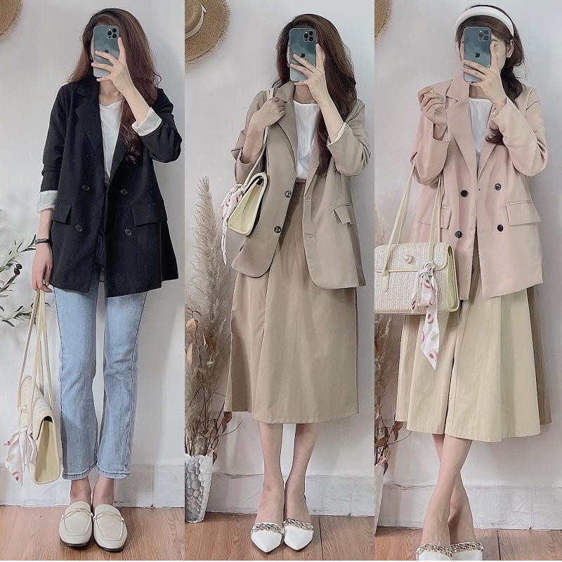 Áo blazer nữ 2 lớp mẫu mới áo vest nữ khoác ngoài kiểu dáng Hàn Quốc siêu đẹp - Mono Boutique