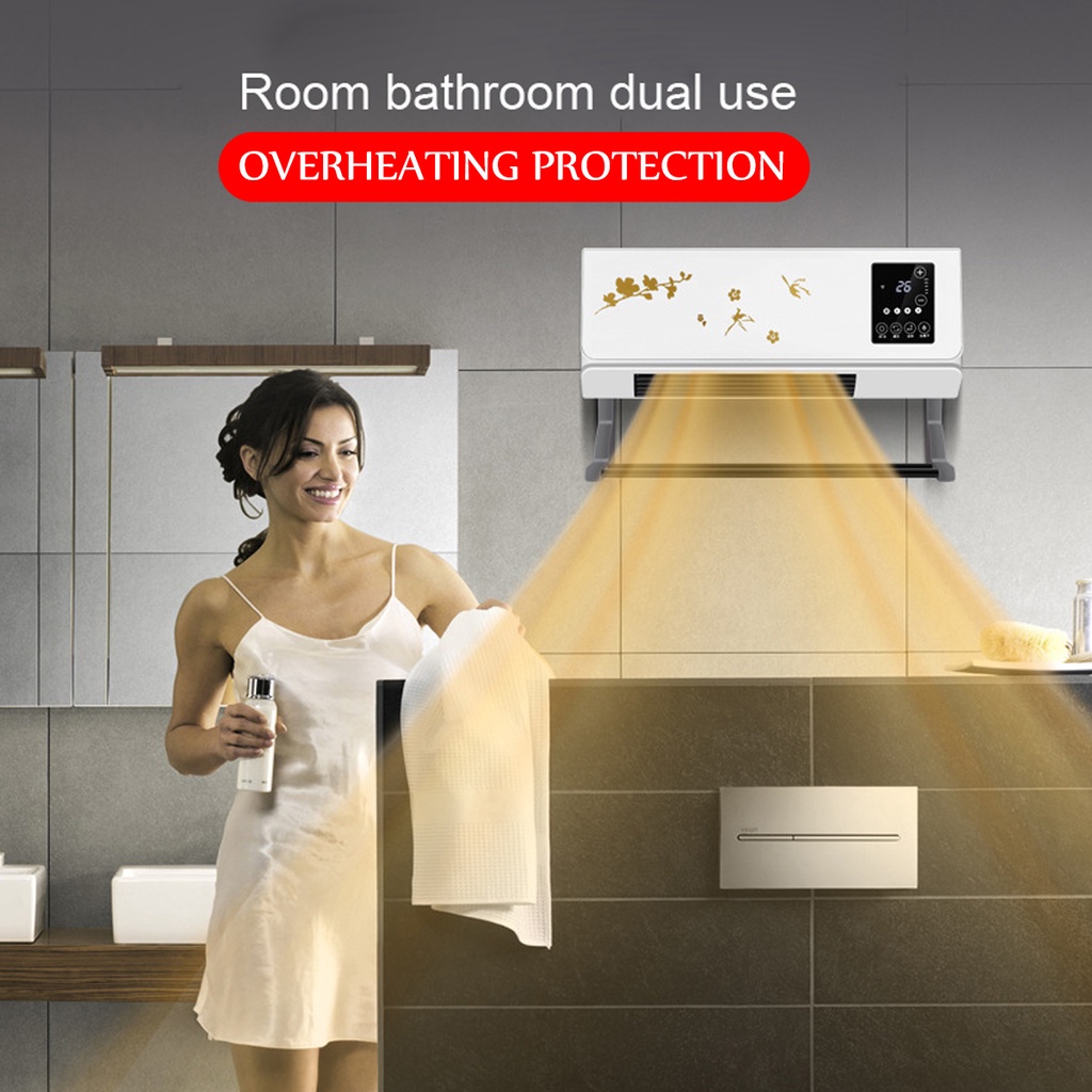 Máy sưởi tường 2in1 2000w máy điều hòa không khí quạt sưởi cho gia đình phòng mùa đông phòng tắm quần áo điều khiển từ xa khô điều hòa không khí