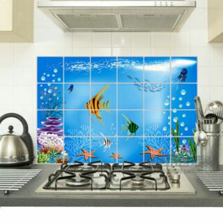 Combo 2 Decal Giấy dán tường nhà bếp cách nhiệt