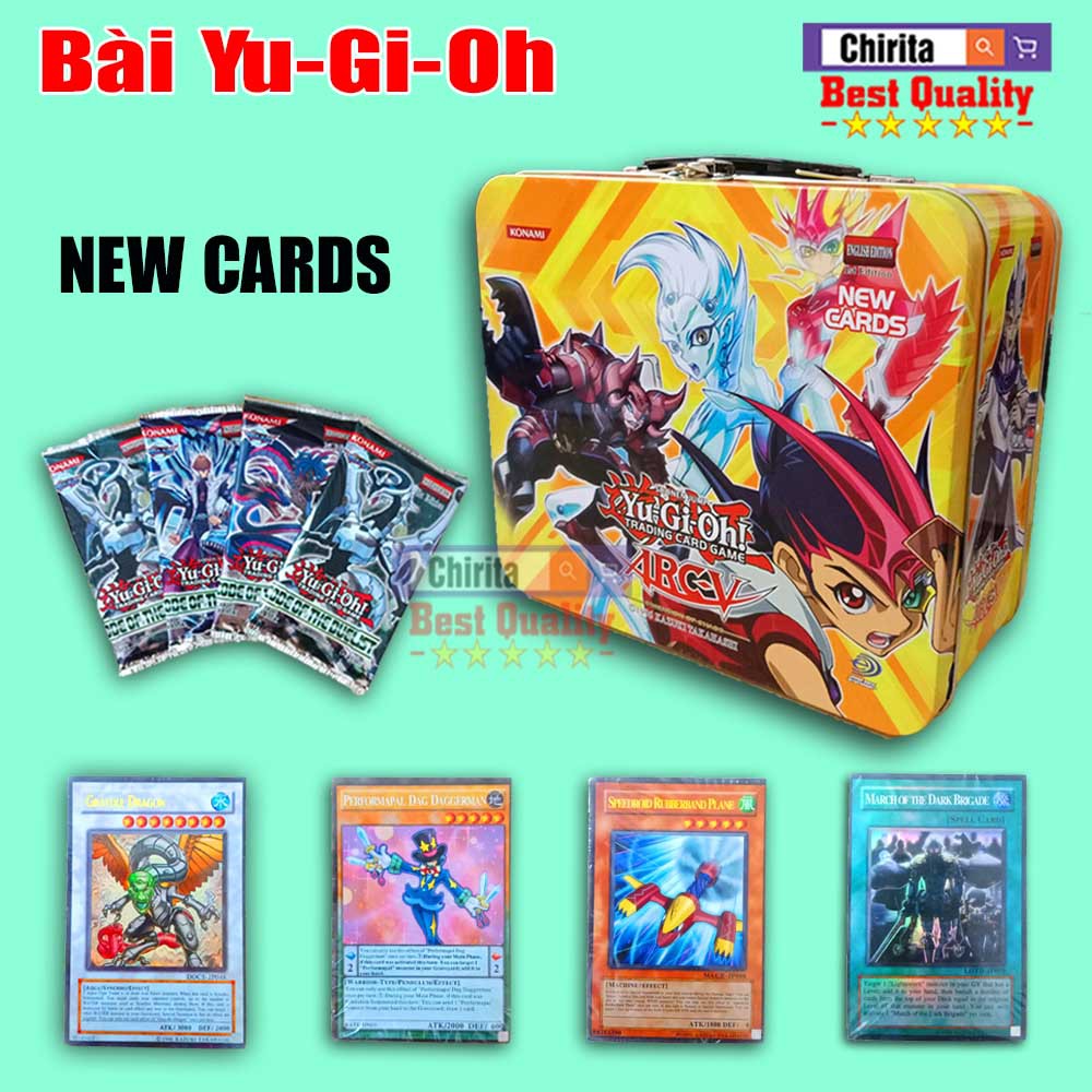 Bộ Bài Yugioh Chính Hãng Trading Card Game - Hộp Bài Vali Sắt Gồm 4 Bộ Bài - Tặng Kèm 4 Bịch Bài New Cards YU168