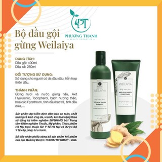 Dầu Gội Tr.ị Gầu , Ngăn Rụng Tóc , Kích Mọc Tóc Gội Xả Gừng Xanh , Hà Thủ Ô WEILAIYA ( Tặng Sét Mini ) [ Chính Hãng ]