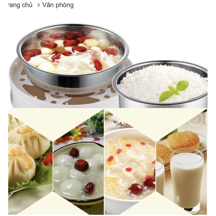 Hộp cơm cắm điện inox 3 ngăn