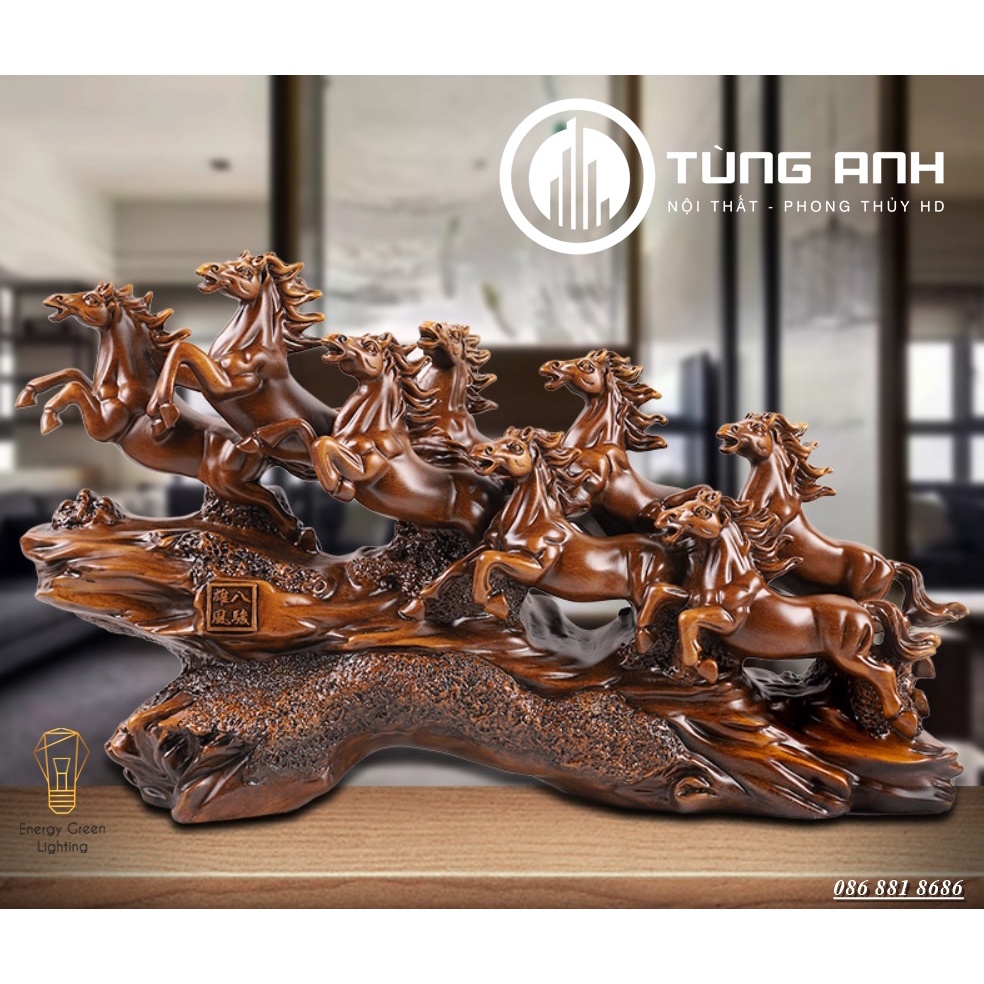 Tượng Bát Mã Truy Phong Size To - Mã Đáo Thành Công - May Mắn Tài Lộc Phong Thủy , Quà Tặng Sinh Nhật,Tân Gia