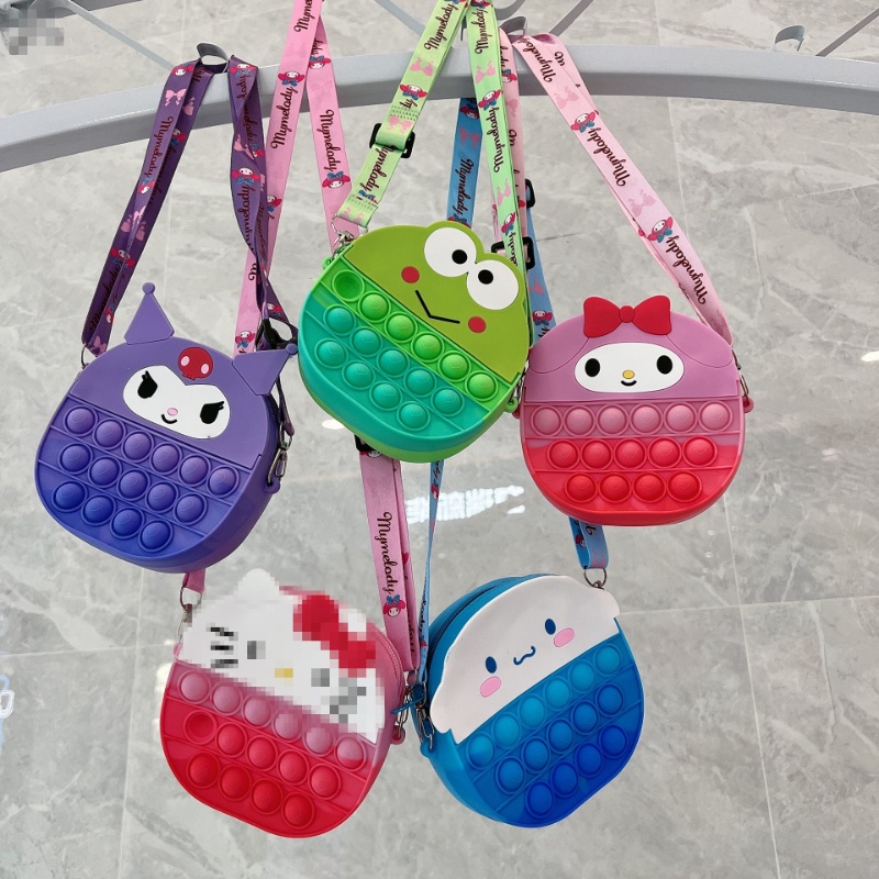 Túi Đeo Chéo Vai Sanrio POP IT Đựng Tiền Xu Hình Hello Kitty Fidget Spinner Dễ Thương Thời Trang Cho Trẻ Em Kuromi