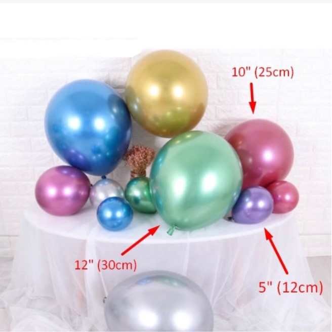 Bong bóng siêu nhũ trang trí sinh nhật , Bóng siêu nhũ Chrome trang trí tiệc cưới