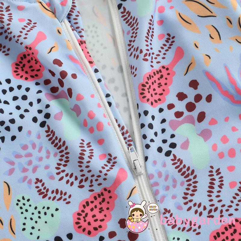 BABYGARDEN- Đồ bơi liền thân tay dài khóa kéo họa tiết cây dừa mặt trăng mặt trời san hô cho bé trai bé gái