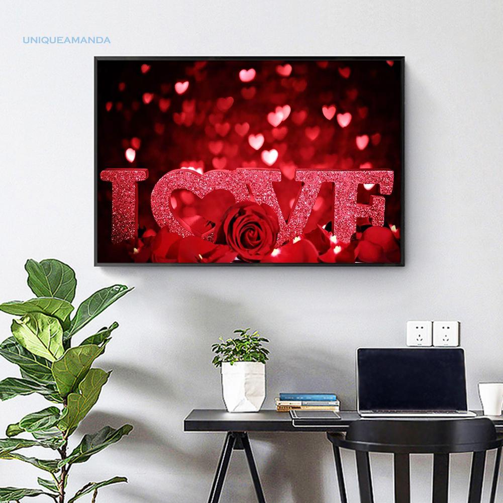 Tranh đính đá 5D tự làm 45 X 30cm hình trái tim lãng mạn