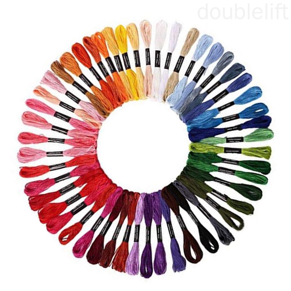 50 Colors Embroidery Thread Floss Bobbins Needles Set Friendship Bracelet String Cross Stitch Cord Kit Random Color doublelift store