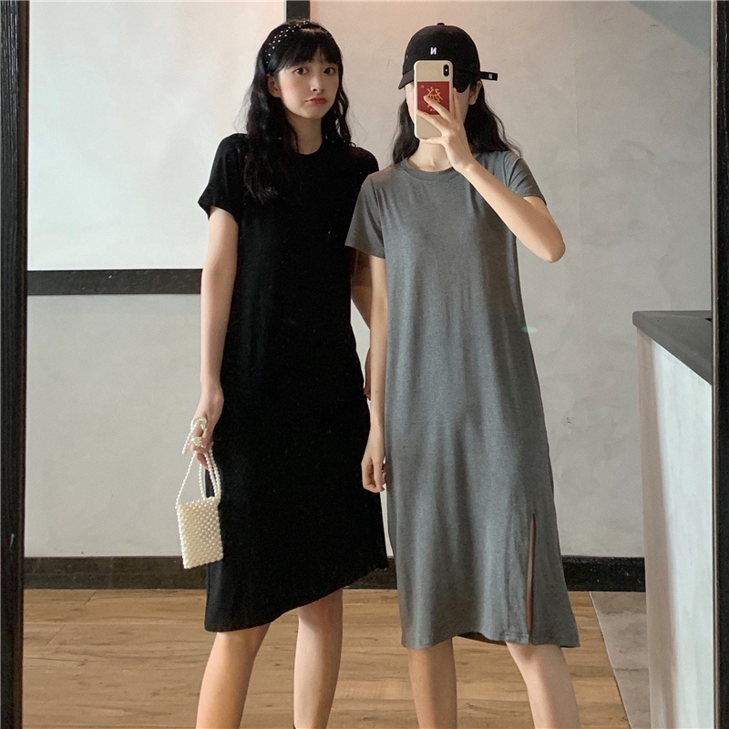 SUXI Đầm Nữ Ngắn Tay Kiểu Hàn Quốc