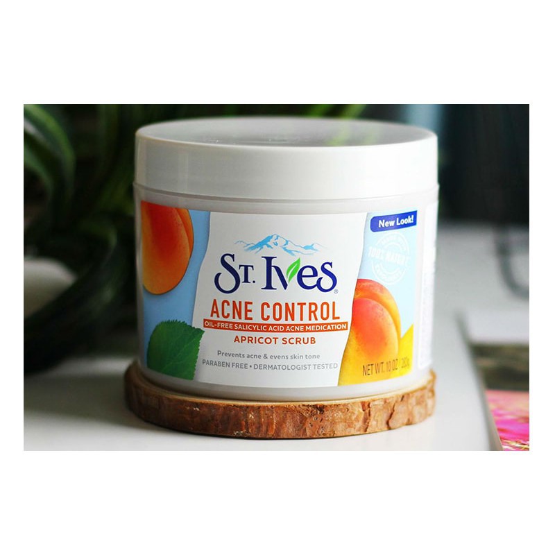 Tẩy tế bào chết body cho da mụn chiết xuất từ quả mơ St.Ives Acne Control Apricot Scrub 283g