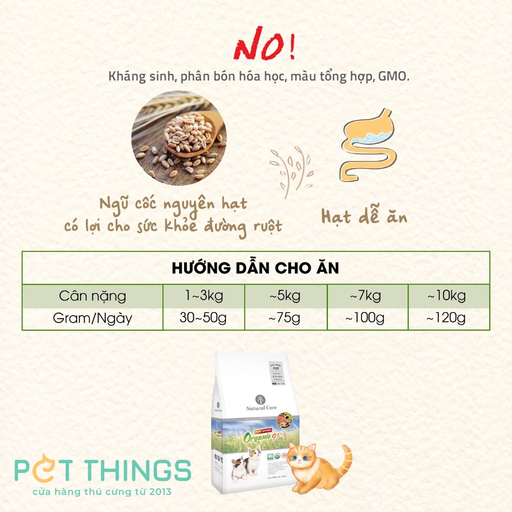Hạt khô Natural Core hữu cơ đa đạm thức ăn cho mèo