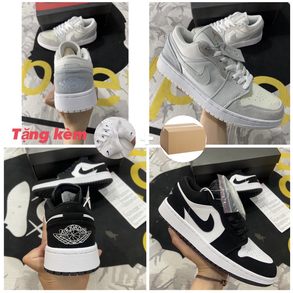 Giày Jordan cổ thấp Low Paris xám, jordan panda màu đen trắng Cao Cấp Full Bill Box
